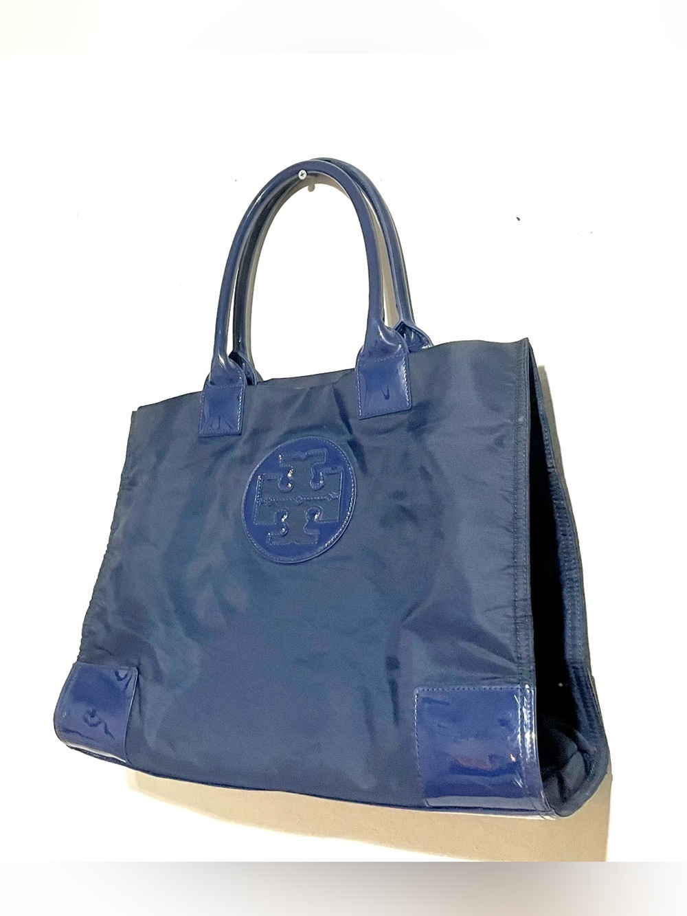 TORY BURCH Ella Classic Navy Blue Nylon Small Shoulder Tote Bag - Picture 2 of 9